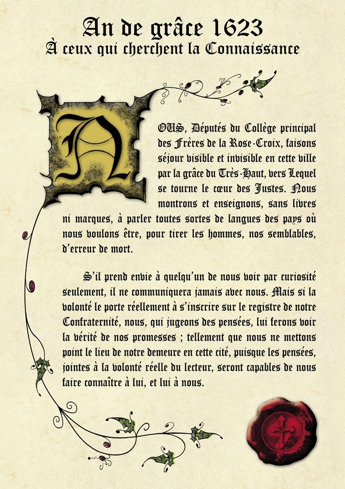 Affiche de l'A.M.O.R.C. reprenant le texte des placards de 1623